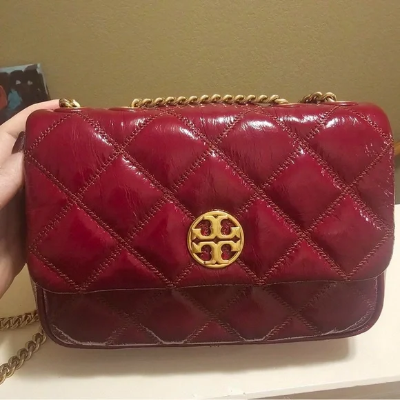 NWT Tory Burch Red Quilted Crossbody Small Leather Bag - Picture 8 of 16
